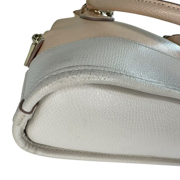 Coach Crossgrain Leather Mini Cora Crossbody Bag Satchel Bicolor Apricot Chalk - Picture 9 of 15